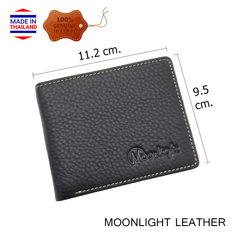 กระเป๋าสตางค์หนังวัวแท้ Moonlight รุ่น Junction ใส่แบงค์ได้ 3 ช่อง ใส่บัตรได้ 18 ใบ สีดำ สวย ทน นิ่ม มีกล่องให้