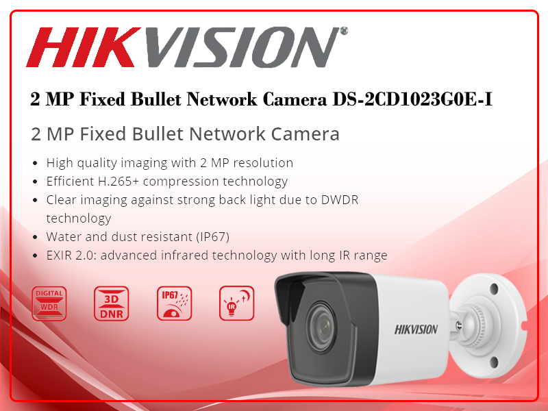 กล้องวงจรปิด HIKVISION IP 2 ล้าน รุ่น DS-2CD1023G0E-I