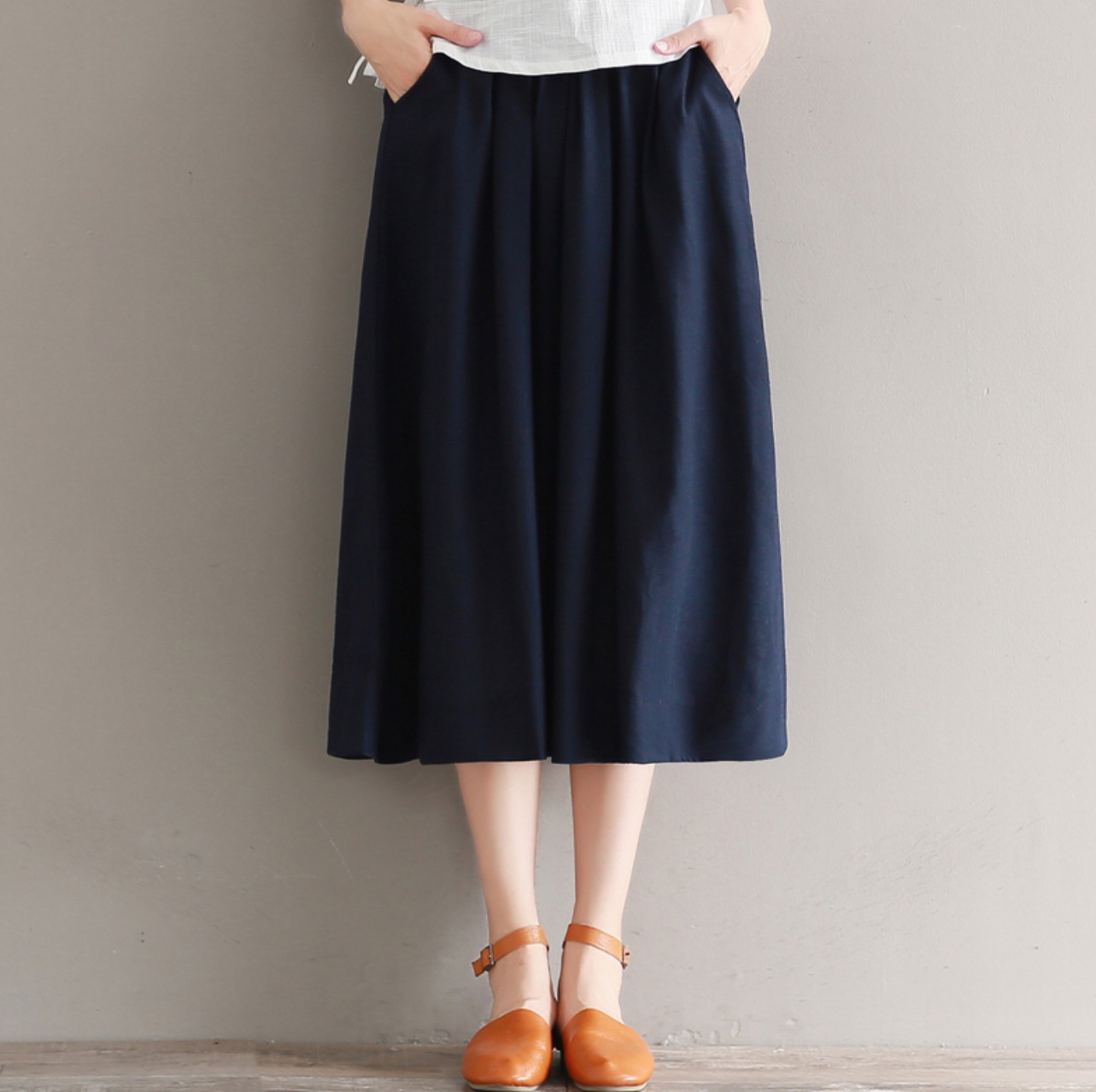 กระโปรงผ้าฝ้าย สีแดง / สีน้ำเงิน / สีเขียว รหัส H 38 สินค้าพร้อมส่ง