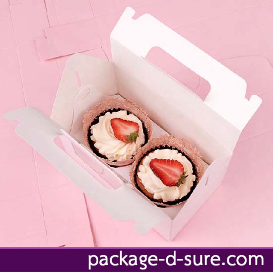 กล่องหูหิ้วคัพเค้ก 2 ชิ้น 16.5x9.3x8.8 สีขาว