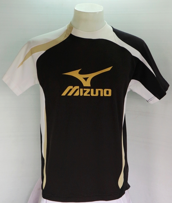 เสื้อกีฬา Mizuno สีดำขาว ไซส์ L รอบอก 42 นิ้ว