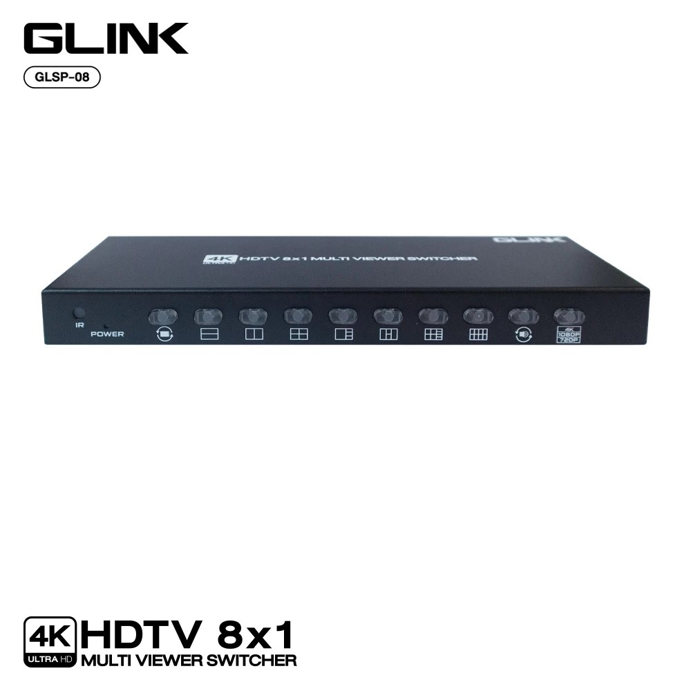 GLSP-08 HDMI Multi Viewer Switch 4K@30Hz กล่องรับสัญญาณ HDMI เข้า4อุปกรณ์ รวมสัญญาณภาพใ ห้ออกหน้าจอเดียว