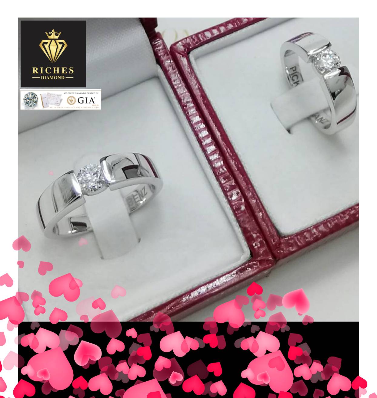 แหวนเพชรคู่น้ำหนักรวม 0.80 cts