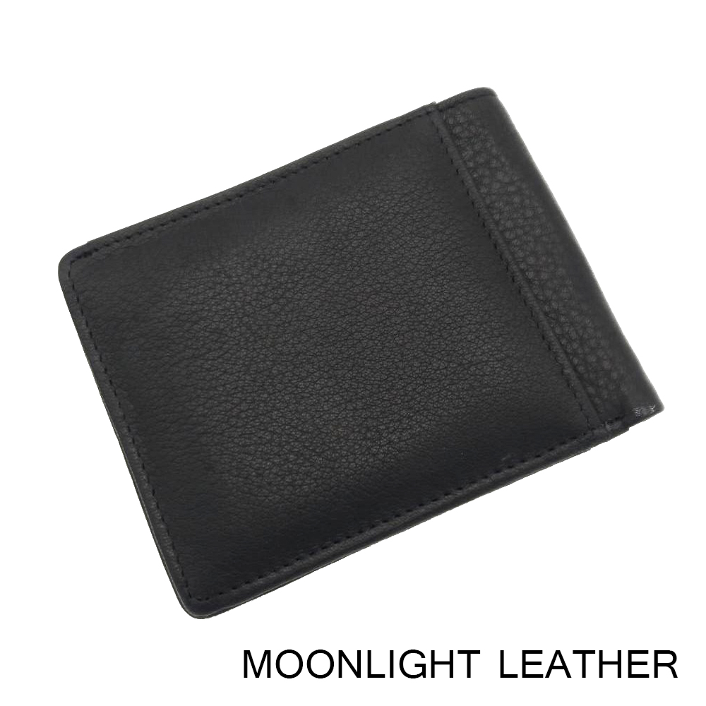 กระเป๋าสตางค์หนังแท้ แบบหนีบธนบัตร รุ่น Mix สีดำ หนังนุ่ม สวย ไม่ลอกร่อน พร้อมกล่องเป็นของขวัญได้