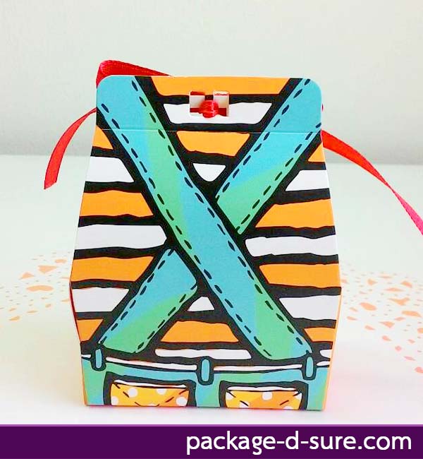 กล่องใส่ของชำร่วย ผูกโบว์ด้านหน้า 4.5x7x4.2 ลายเสื้อเอี้ยม ลายทาง