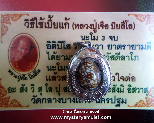 เบี้ยแก้เลี่ยมเงิน1ห่วง หลวงปู่เจือ วัดกลางบางแก้ว อ.นครชัยศรี จ.นครปฐม