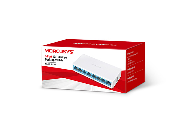 MS108 เดสก์ท็อปสวิตช์ 10/100Mbps 8 ช่อง Switch hub แบรนด์ MERCUSYS รับประกันสินค้า 3 ปี