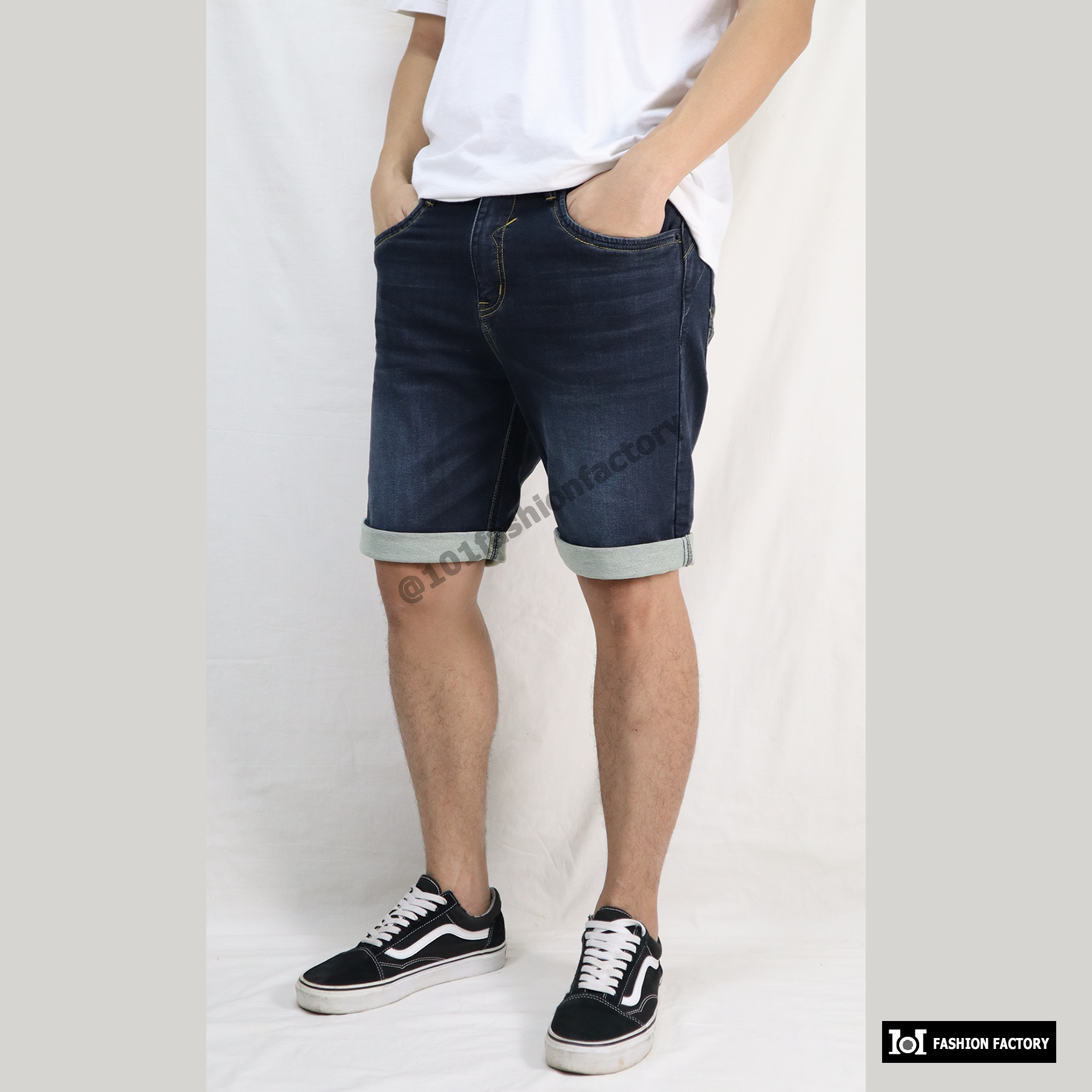 กางเกงยีนส์ขาสั้น US652/1 ยีนส์ผ้ายืดแฟชั่น ใส่สบาย สีเข้ม |US101