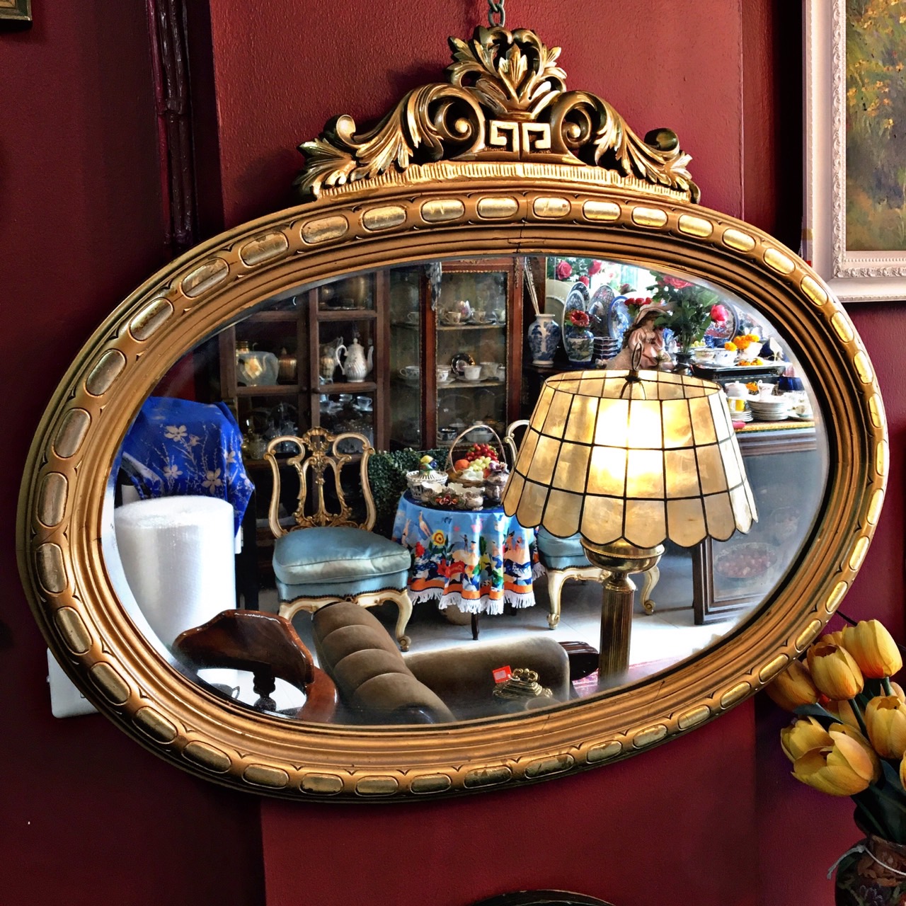 Classic French Oval Gilt wood mirror
