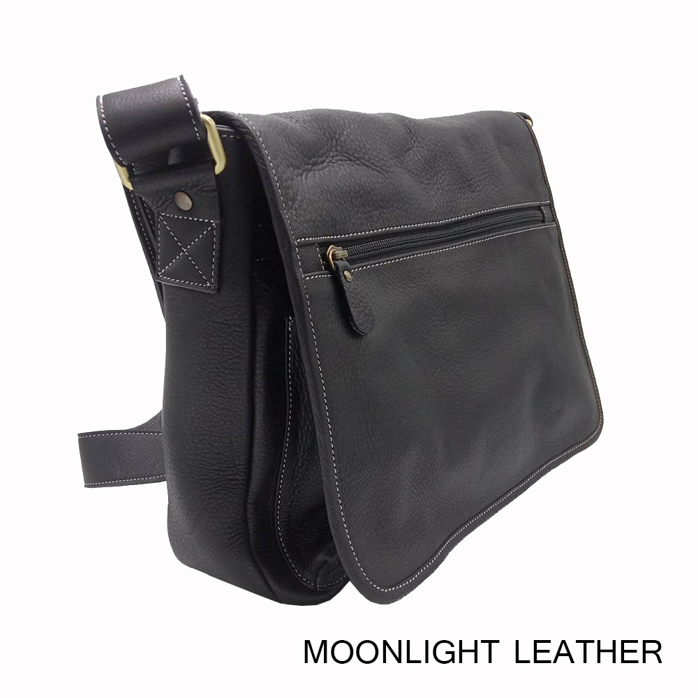 กระเป๋าหนังแท้สะพายข้าง สำหรับผู้ชาย Moonlight สีดำ ทำจากหนังวัวแท้ทั้งใบ นิ่มมาก ขนาดใหญ่ ไม่ลอก มีรับประกัน