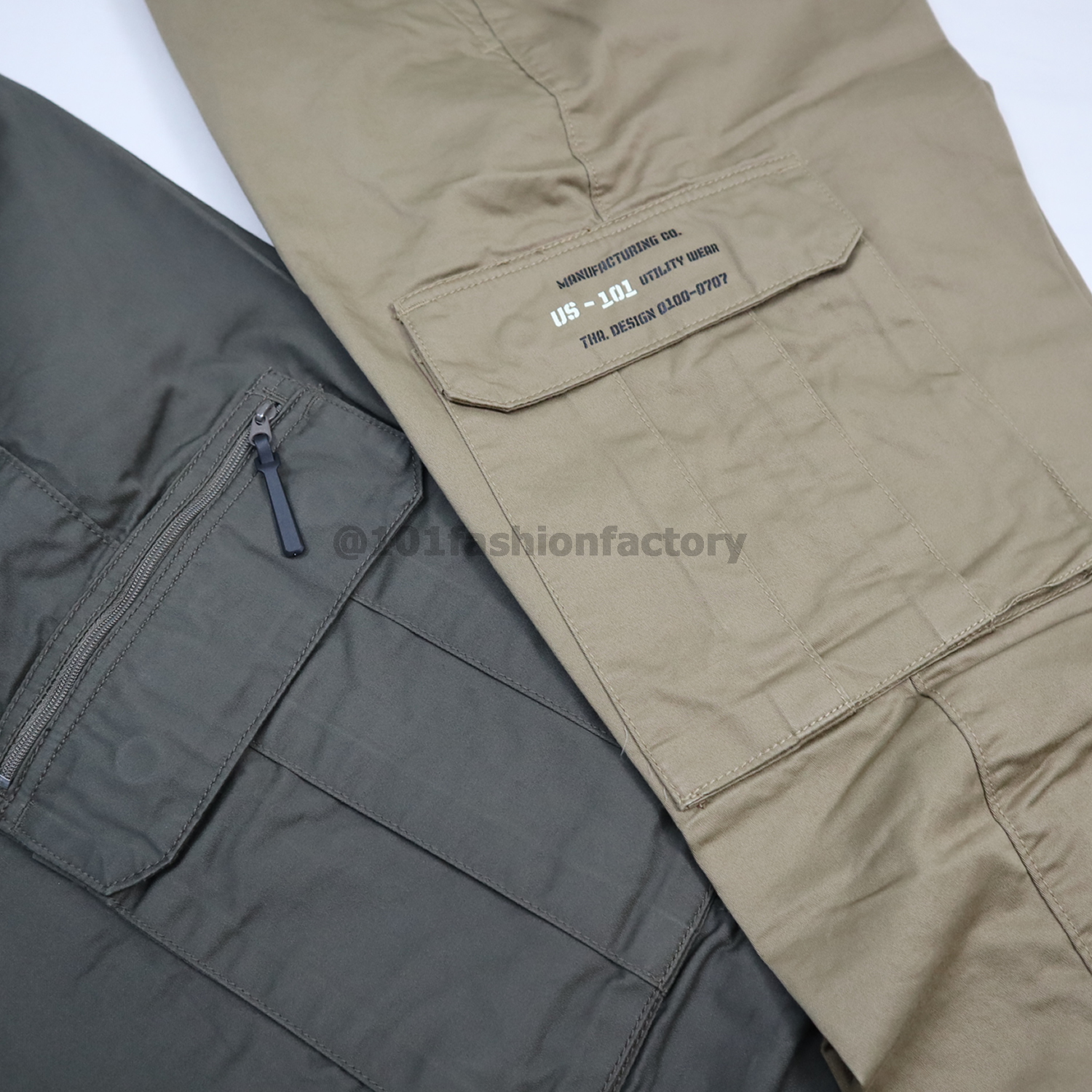 กางเกงคาร์โก้กระเป๋าข้าง NO.707/9 ขาตรงทรงหลวมกระบอกธรรมดา สีกรม | 101FashionFactory