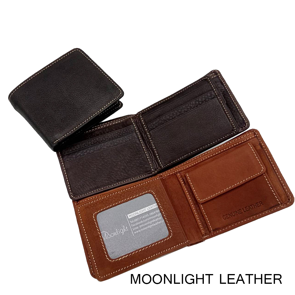 กระเป๋าสตางค์ชายหนังแท้ รุ่น Less But More Ep.09 มีกระเป๋าใส่เหรียญ หนังนุ่มมาก แข็งแรง ไม่ลอกร่อน สีดำ มีกล่องพร้อมเป็นของขวัญได้