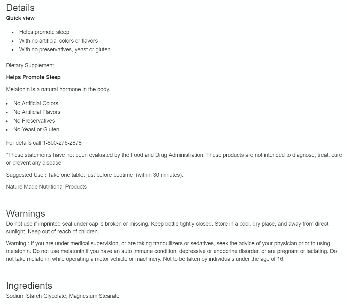 Nature Made Melatonin 3mg 120 เม็ด หมดอายุ 01/2027