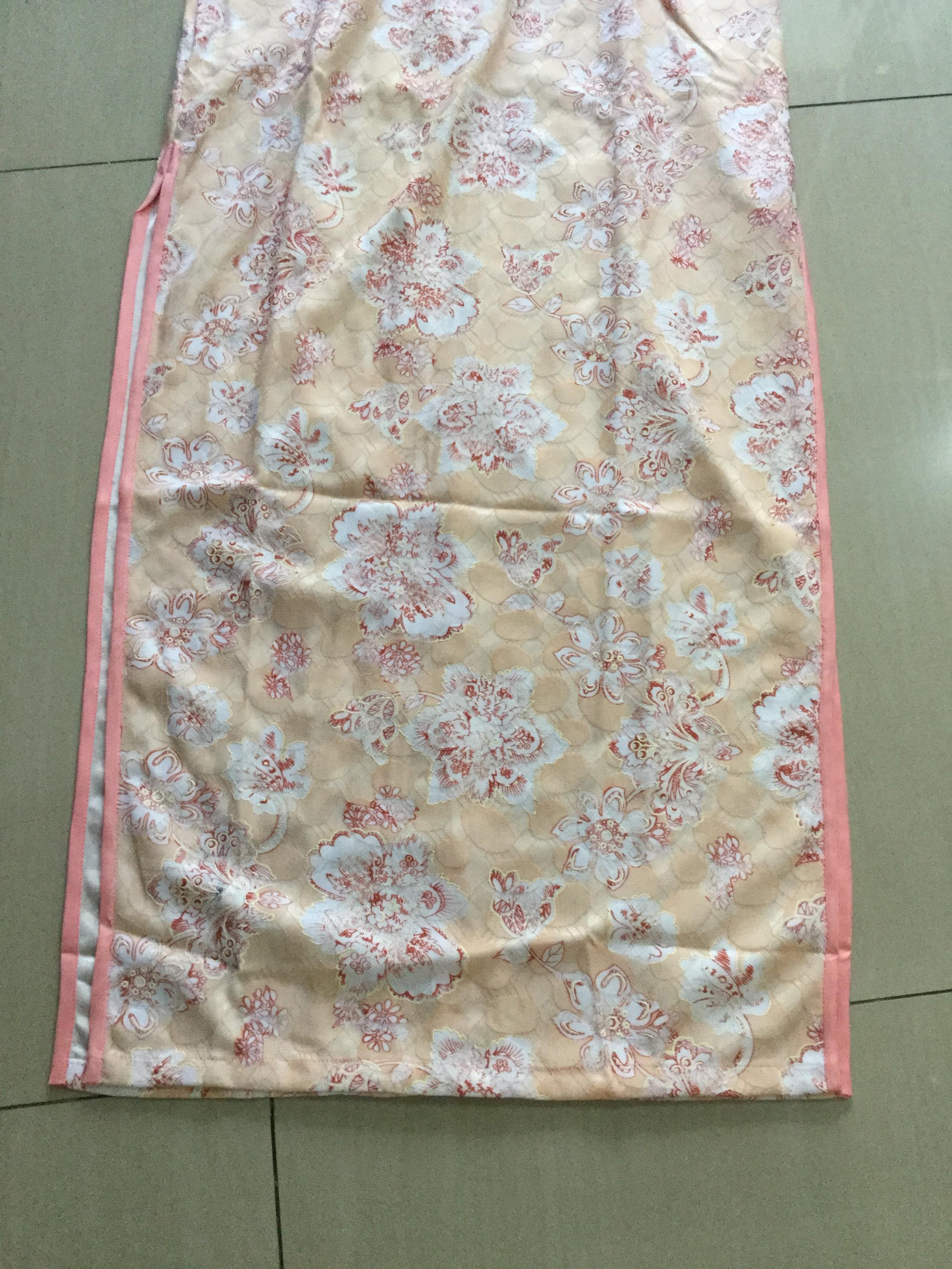 กี่เพ้ายาว ลูกไม้ สีโอรส . รหัส OR 131 สินค้าพร้อมส่ง