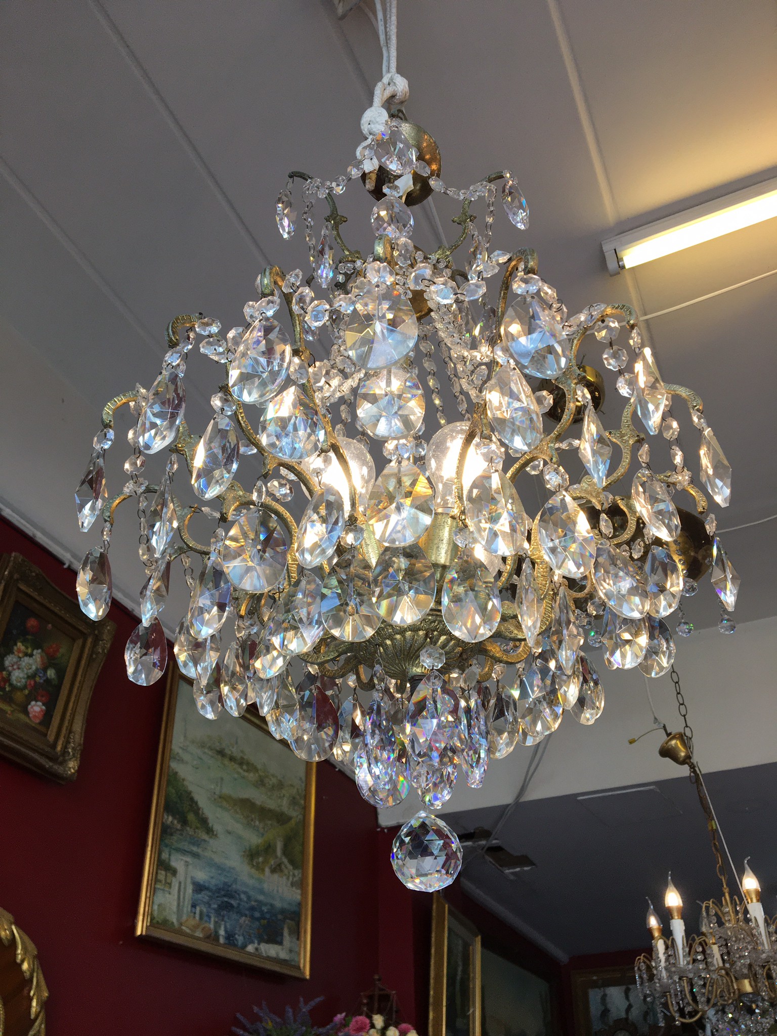 French Brass crystals chandelier 4 lights แชนเดอเรียง ฝรั่งเศส คริสตัลอิยิปต์ Asfour