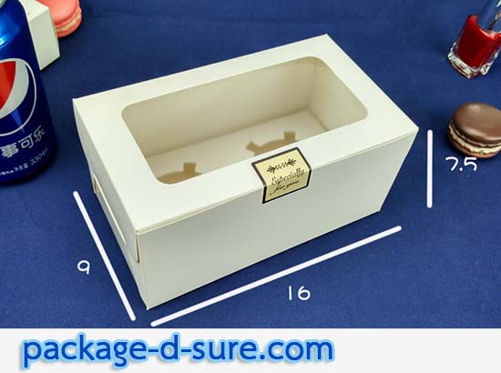 กล่องสี่เหลี่ยมผืนผ้า คัพเค้ก 2 ชิ้น 9x16x7.5 กระดาษขาว