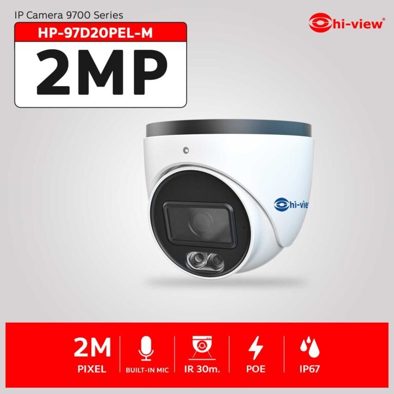 HP-97D20PEL-M Hiview กล้องโดม IP Camera ความคมชัด 2 ล้านพิกเซล มีไมค์ ภาพสี 24 ชม. ซัพพอร์ต SD Card 256 GB ราคารวม VAT 7% รับประกันสนิค้า3 ปี,