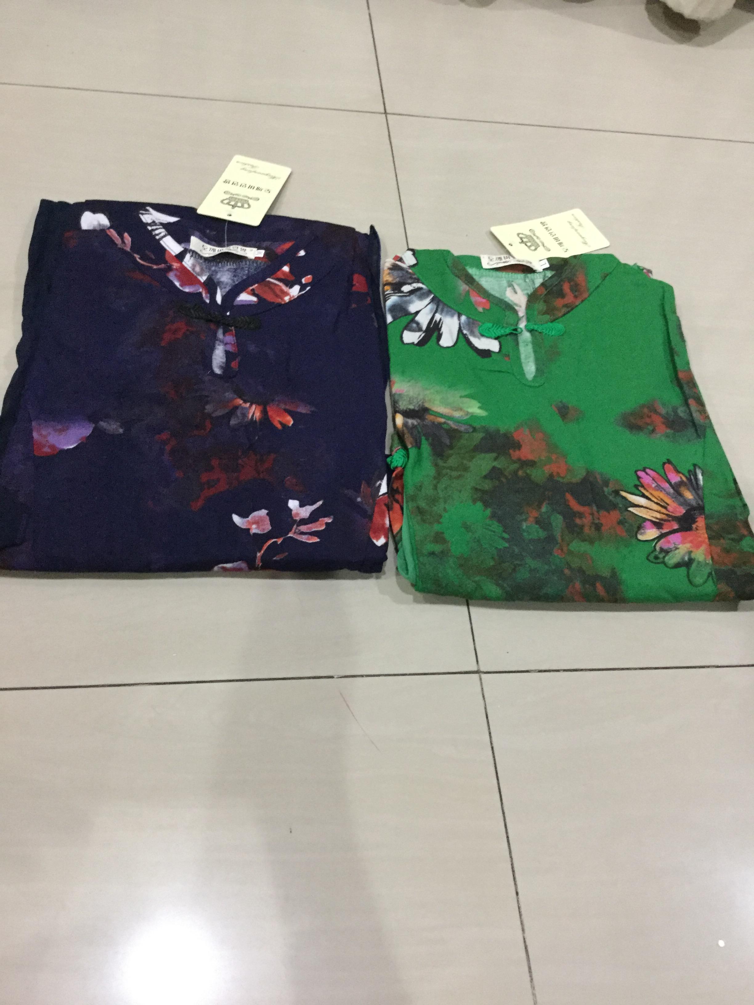 เดรสผ้าฝ้าย ลายดอกสีเขียว รหัส BGB 50 สินค้าพร้อมส่ง