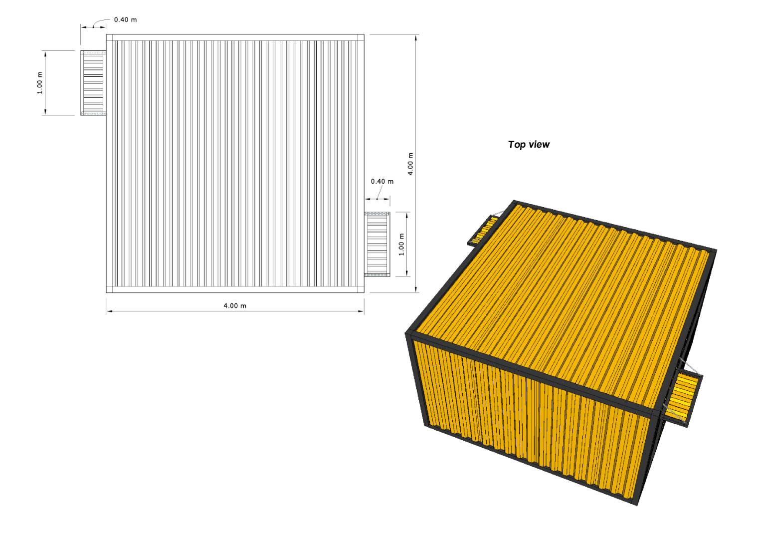 ตู้คอนเทนเนอร์ ร้านค้า ออฟฟิศขนาดเล็ก UC-K04 ขนาด 4เมตร * 4 เมตร * สูง 2.4 เมตร พร้อมพืนกระเบื้องยาง เลือกสีตู้ได้ *** รวมค่าขนส่งแล้ว