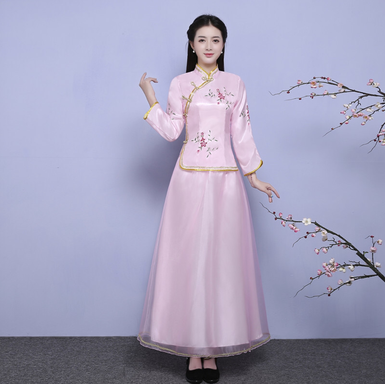 ชุด เสื้อ+กระโปรง สีชมพูอ่อน รหัส RR65 พร้อมส่ง