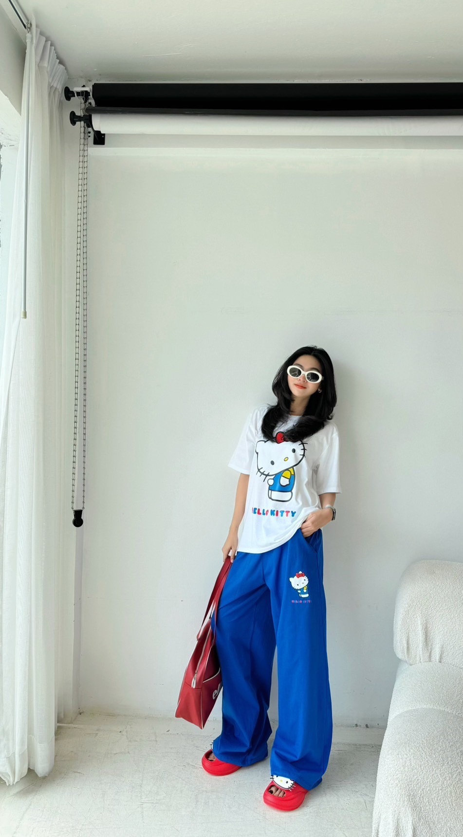 New Collection !!!! Hello Kitty Set เซตเสื้อยืดคอกลมแขนสั้น ทรง Oversize