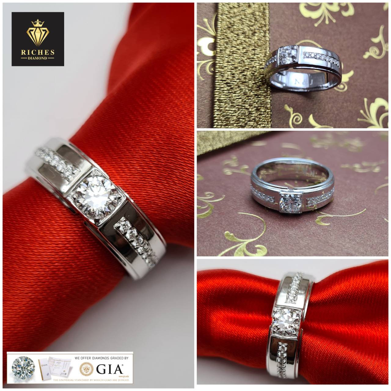 แหวนผู้ชายเพชรแท้ 0.66 cts GIA