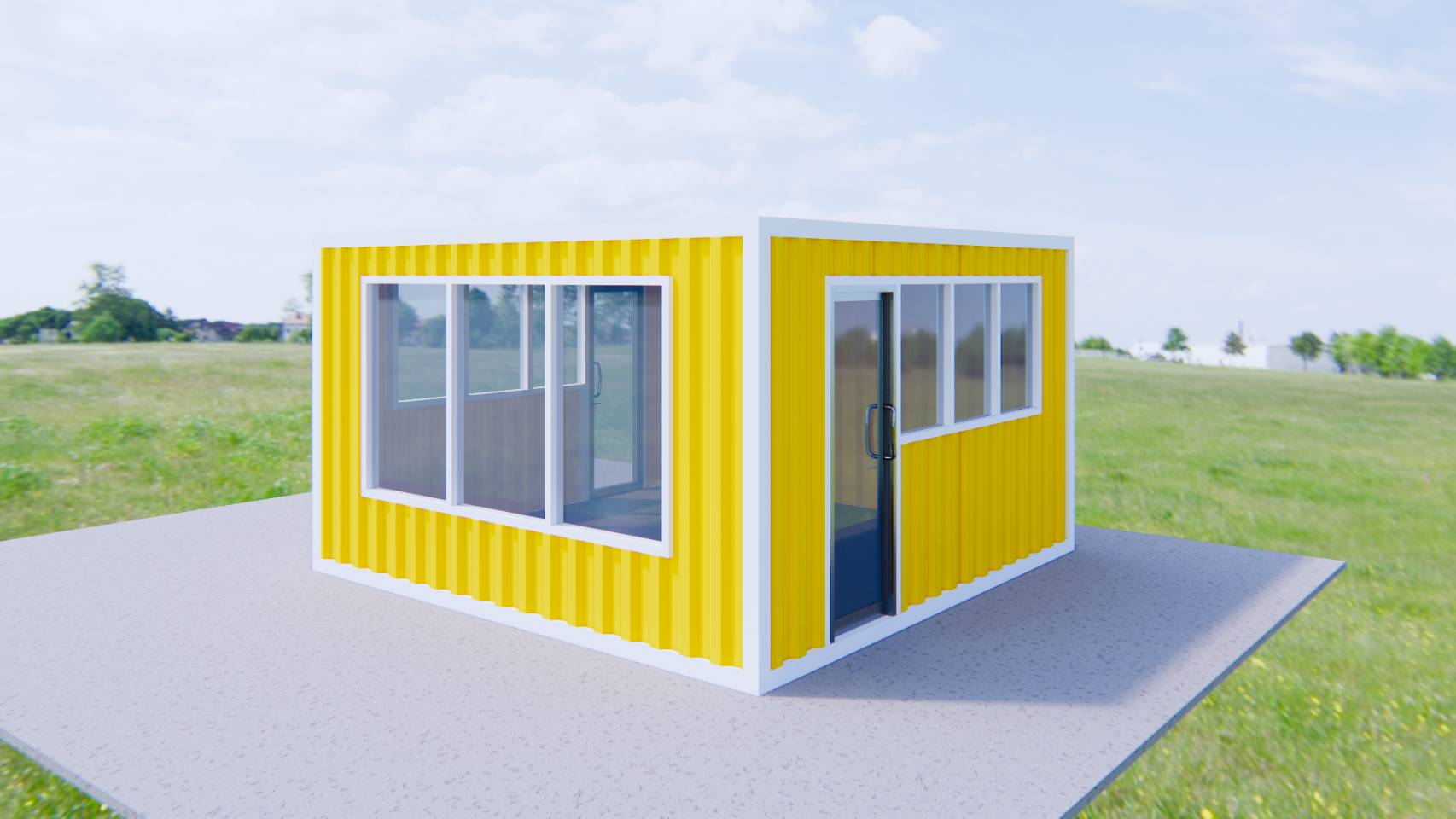 ตู้คอนเทนเนอร์ ร้านค้า ออฟฟิศขนาดเล็ก UC-K04 ขนาด 4เมตร * 4 เมตร * สูง 2.4 เมตร พร้อมพืนกระเบื้องยาง เลือกสีตู้ได้ *** รวมค่าขนส่งแล้ว