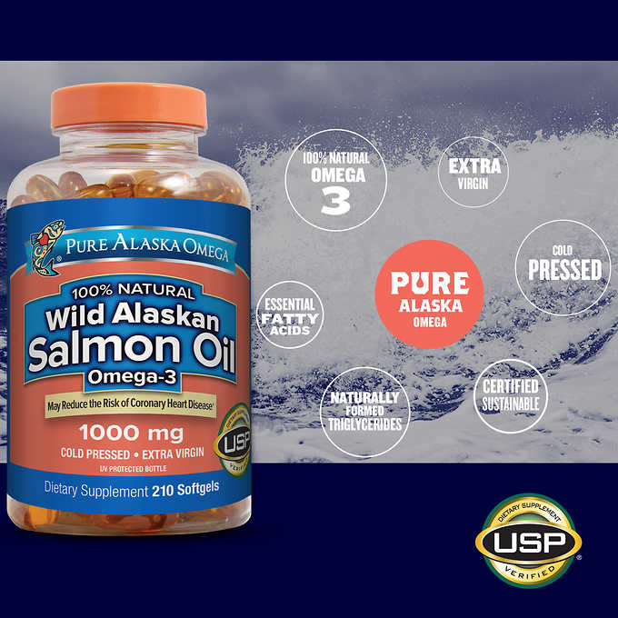 Pure Alaska Omega - Salmon Oil 1000mg 210 softgels น้ำมันปลาแซลมอนธรรมชาติจากอลาสก้า หมดอายุ 09/2026