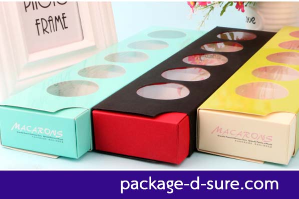 โปรโมชั่น//กล่องมาการอง 5 ชิ้น หน้าต่างกลม 31x7.5x3.6 เขียวมิ้นท์