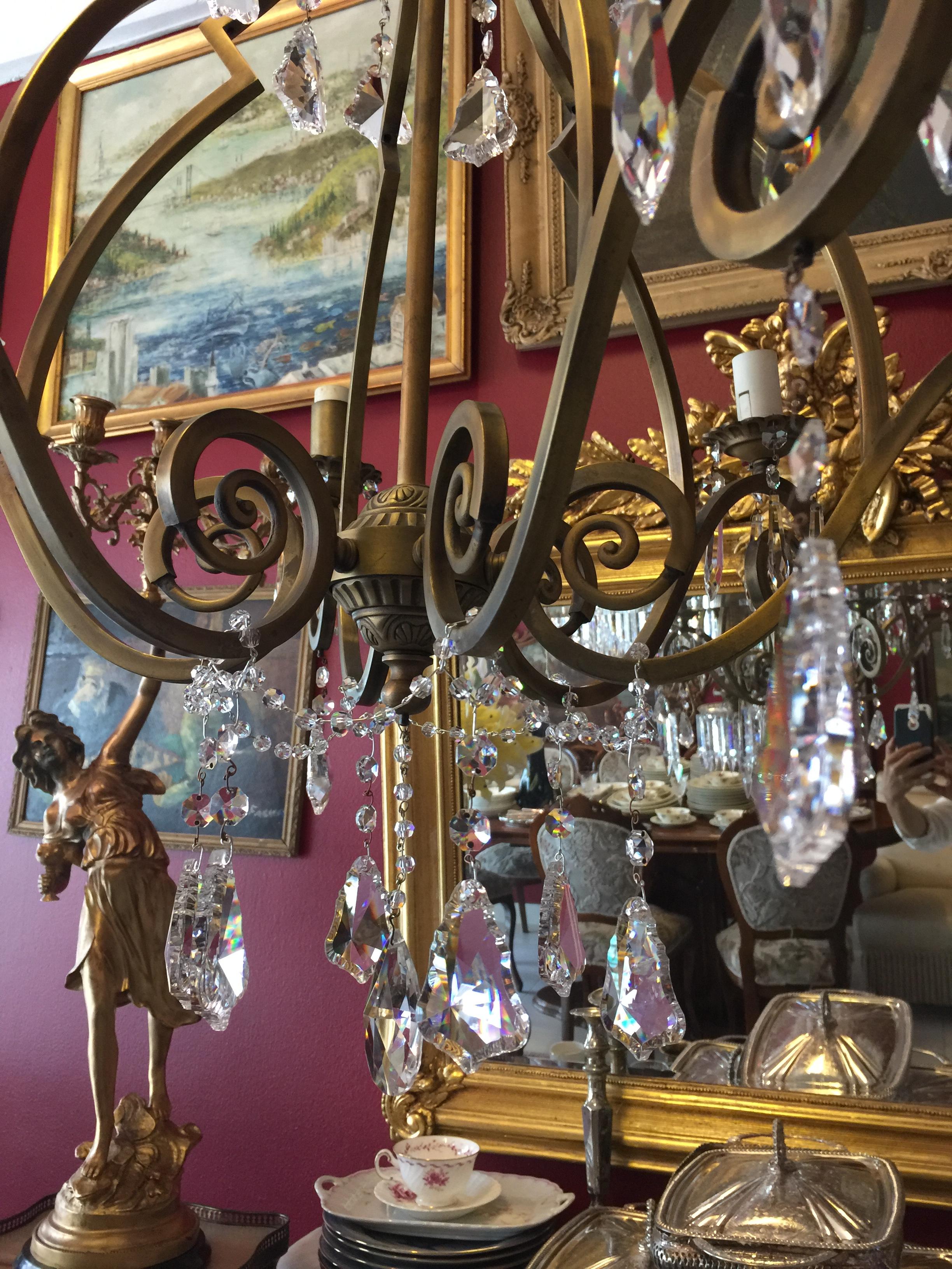 SOLD OUT French Brass and asfour crystal chandeliers with 6 lights