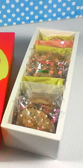 โปรโมชั่น//กล่องมาการองใส่ 6 ชิ้น 7x18.8x5.3 สีฟ้า ลายเด็กหญิงนั่ง