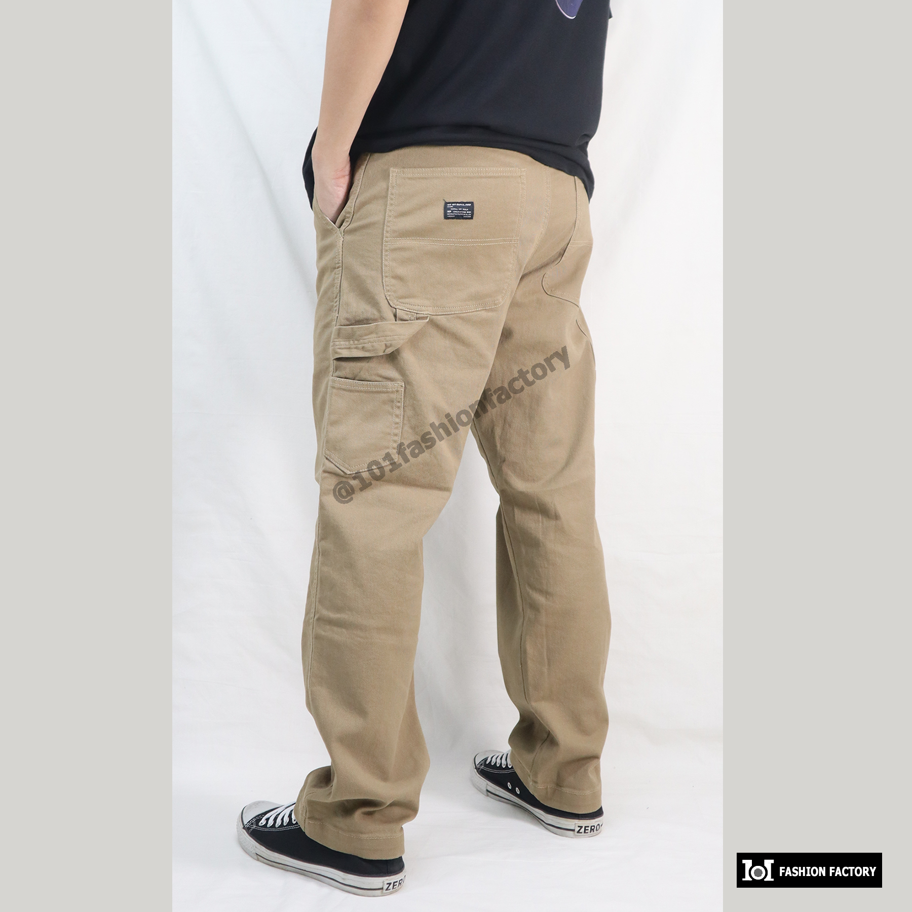 กางเกงเป๋าปืน No.647/6 ขายาวทรงหลวม ผ้ายืดสบาย โดดเด่น สีกากี | US101