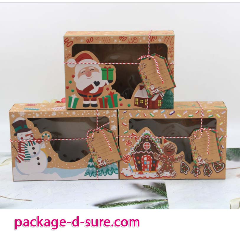 กล่องคราฟสี่เหลี่ยมผืนผ้า เปิดบน 22x15x7 ลายแซนต้า