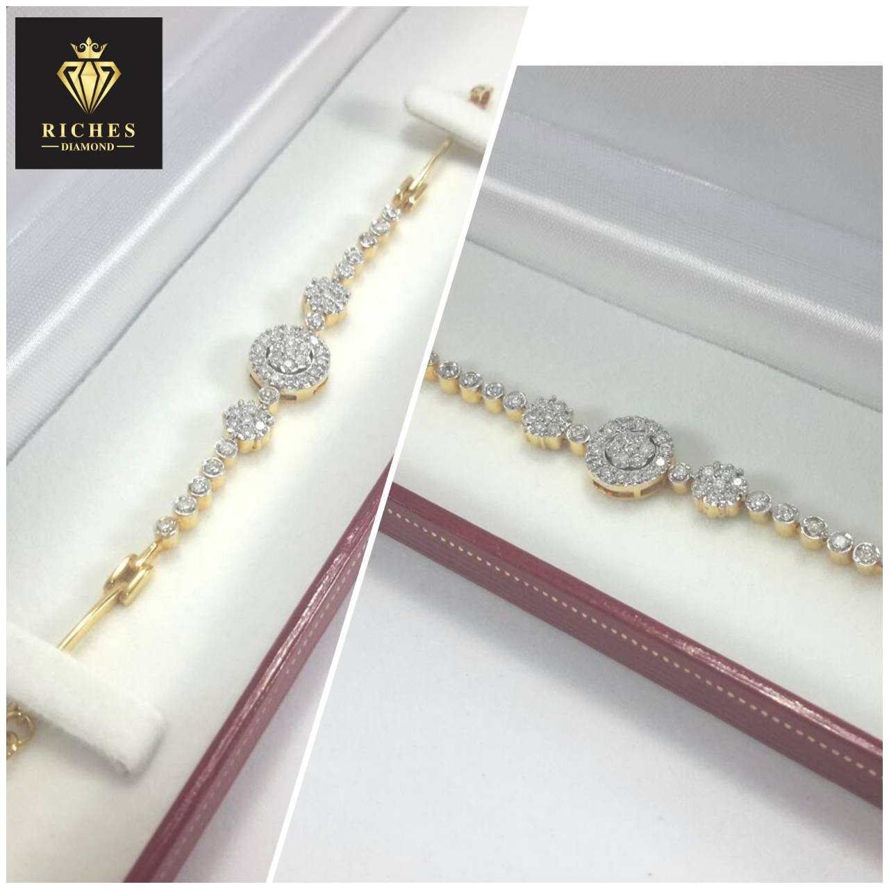 สร้อยข้อมือทองคำประดับเพชรแท้ 0.94 cts