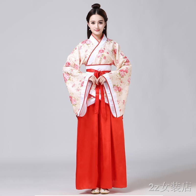 ชุดจีนสตรีฮั่นโบราณ สีแดงเสื้อลายดอก เช่า 450 มัดจำ 500