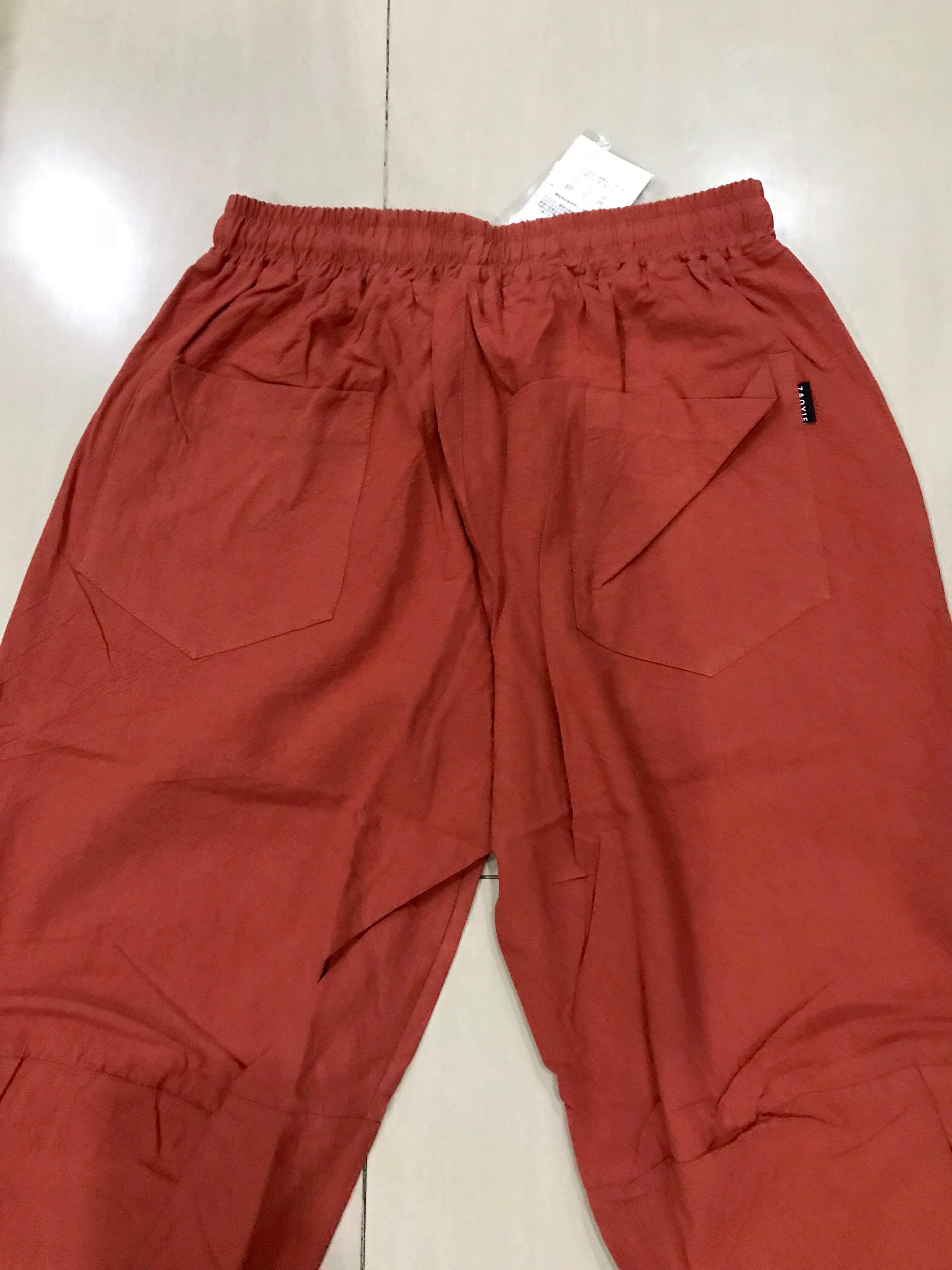 กางเกง ผ้าลินิน สีส้ม รหัส TR 49 สินค้าพร้อมส่ง