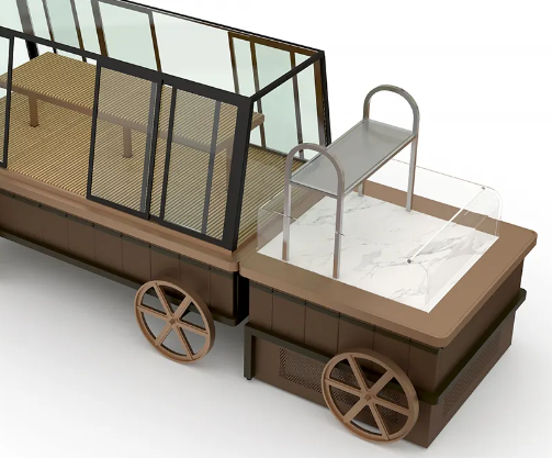 ชั้นจำหน่ายสินค้า wood car UN-F01 ขนาด 2.4 * 1.45 เมตร รับประกันสินค้า 1ปี