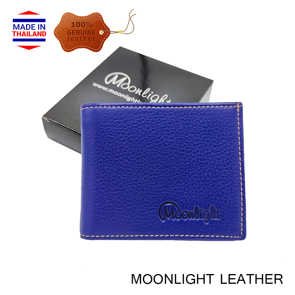 กระเป๋าสตางค์หนังแท้ สีน้ำเงิน เฮงๆ รับโชค ขอบกว้างใส่ตังค์ได้เป็นปึก ก้นไม่มีรู เงินทองไม่รั่วไหล มีกล่องเป็นของขวัญได้