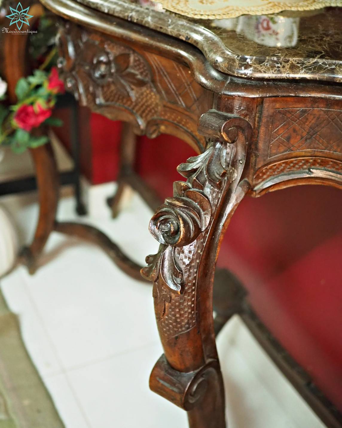 Console ไม้โอ๊ค ทํอปหินอ่อน