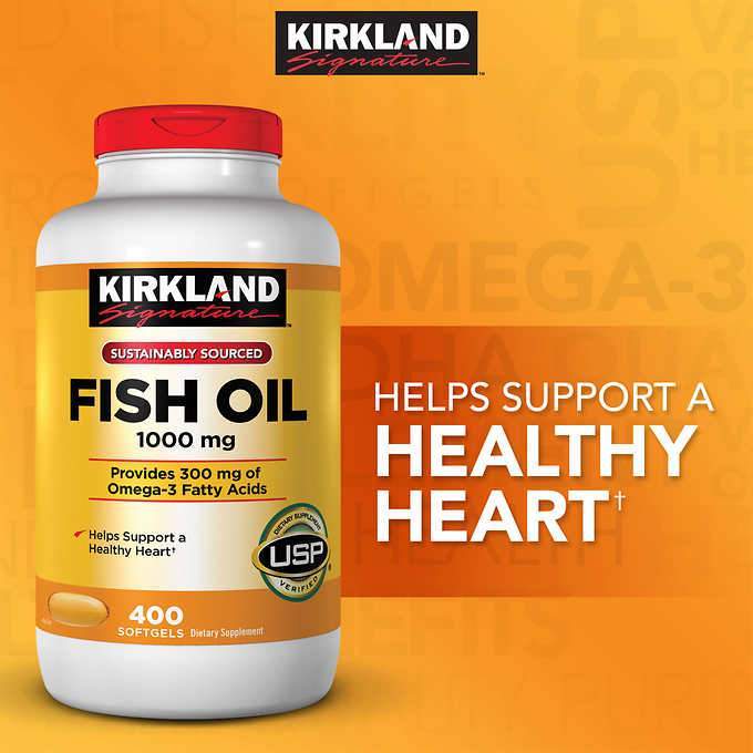 Kirkland Fish Oil Concentrate 1000mg - 400 softgels หมดอายุ 10//2027
