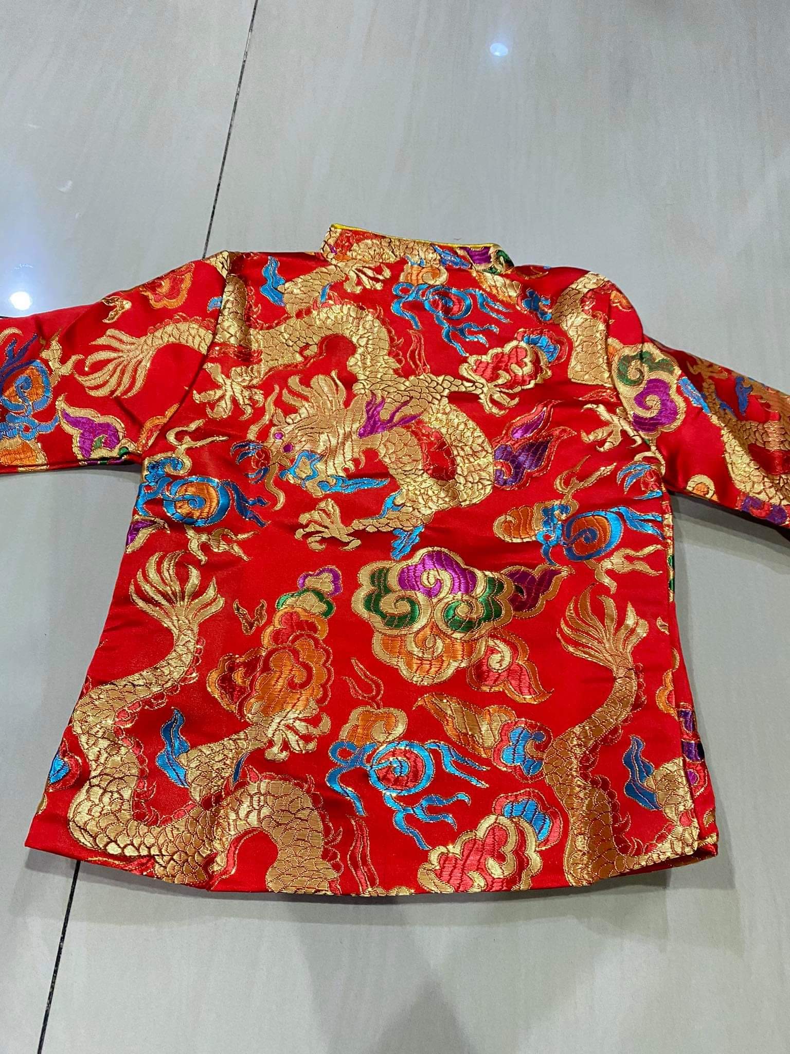 ชุดจีนเด็กชาย ลายปักมังกรสีแดง+กางเกง รหัส TA 49 สินค้าพร้อมส่ง