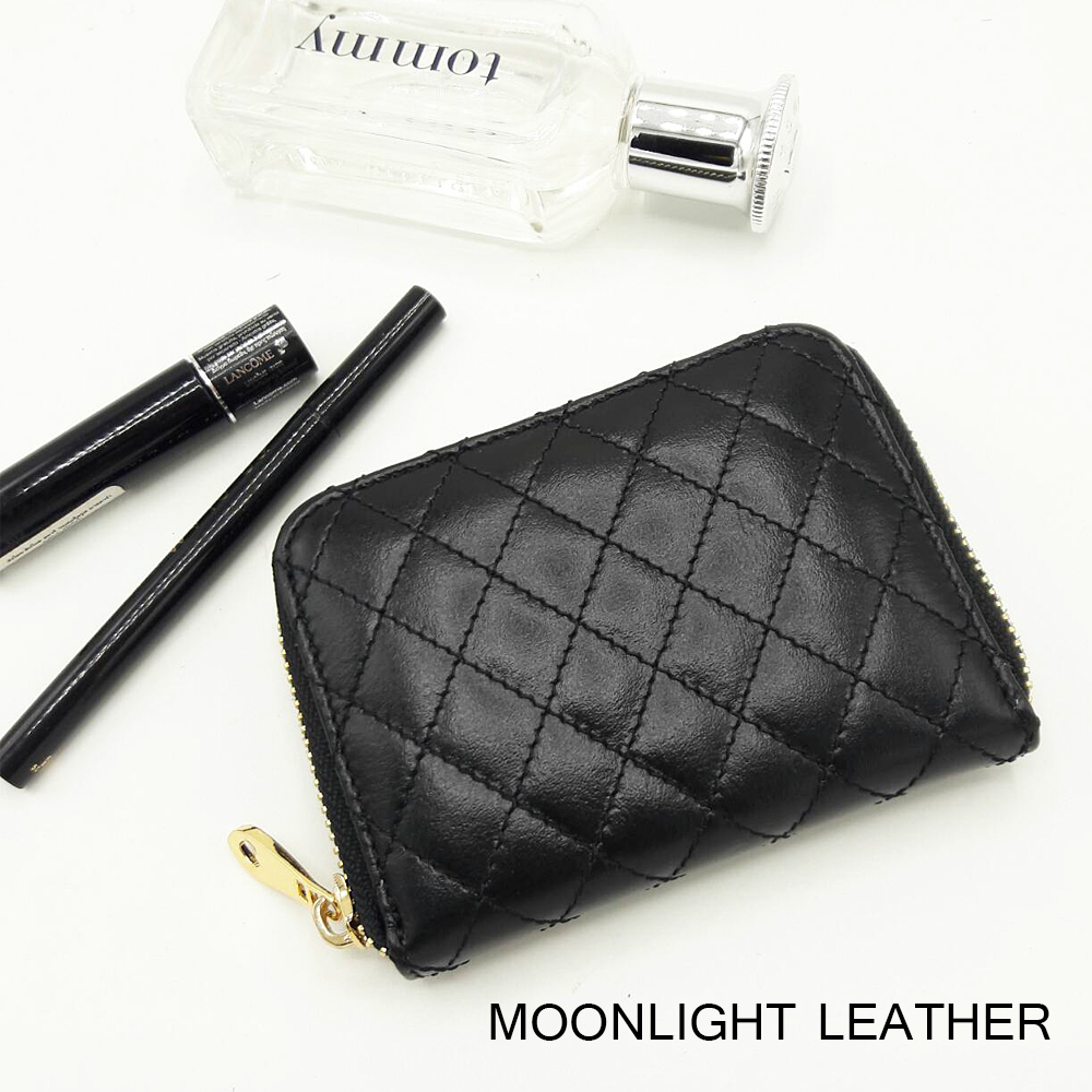 กระเป๋าใส่เหรียญหนังแท้ MOONLIGHT รุ่น Mizzy สีดำ สวยหรู หนังวัว นุ่มมาก ไม่ลอก ทนทาน ใส่แบงค์ ใส่บัตรได้ มีกล่องสวย