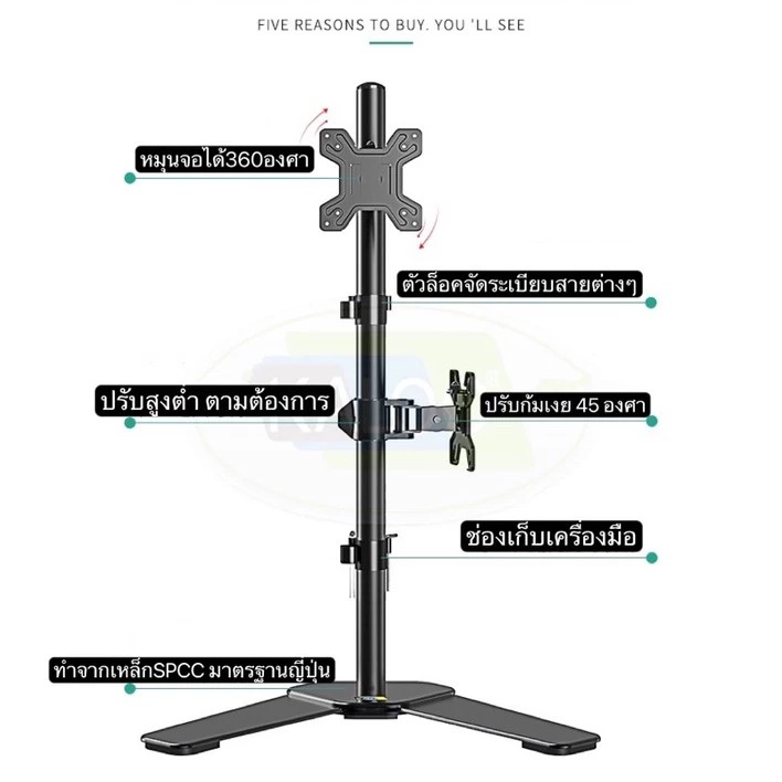ขาตั้งจอคอม ขาตั้งแบบ2จอ KALOC DW120-T หมุนจอได้ ปรับก้มเงยได้ 2จอบนล่าง