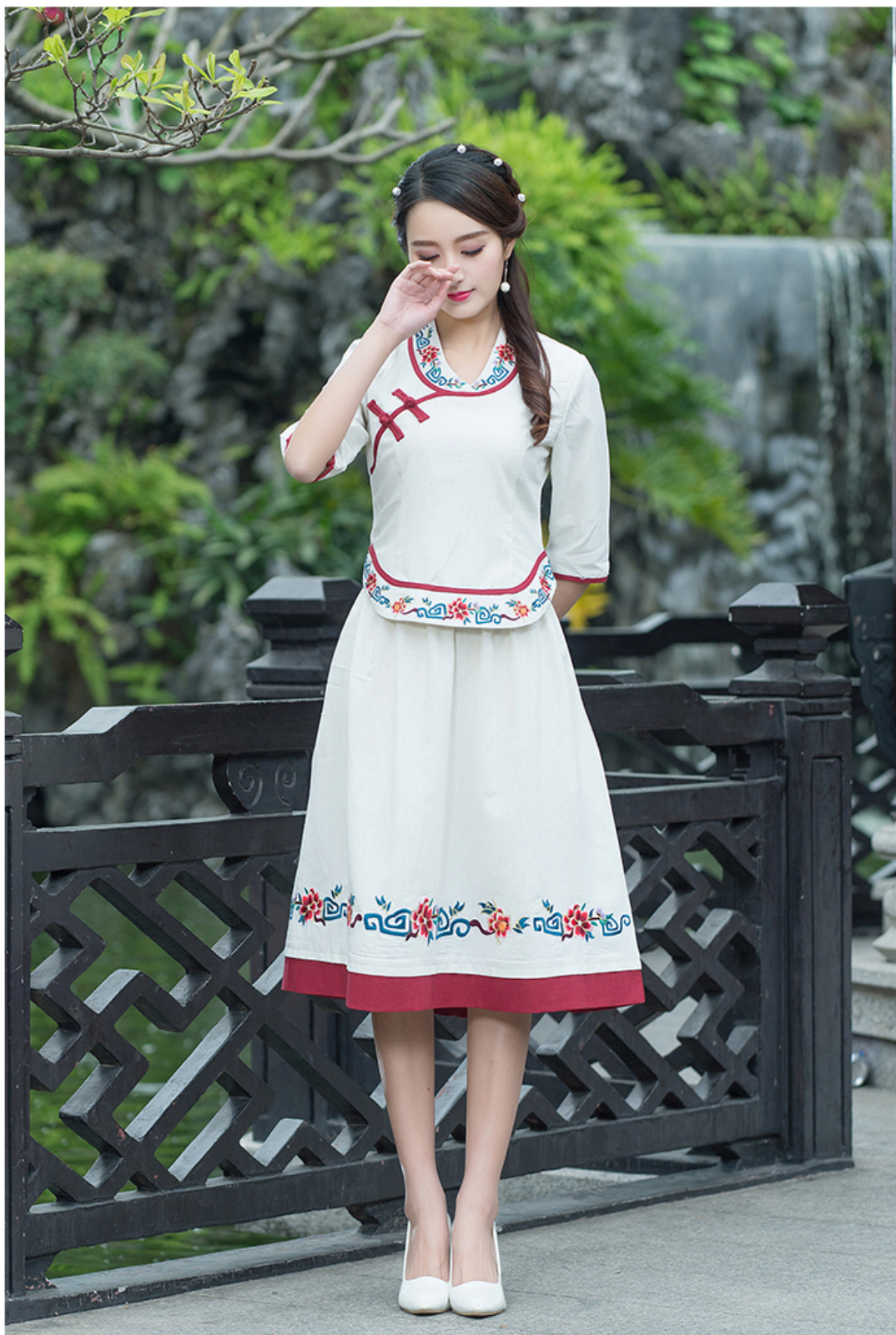 เสื้อผ้าฝ้าย เนื้อดี ใส่สบาย รหัส SN 65 สีขาว