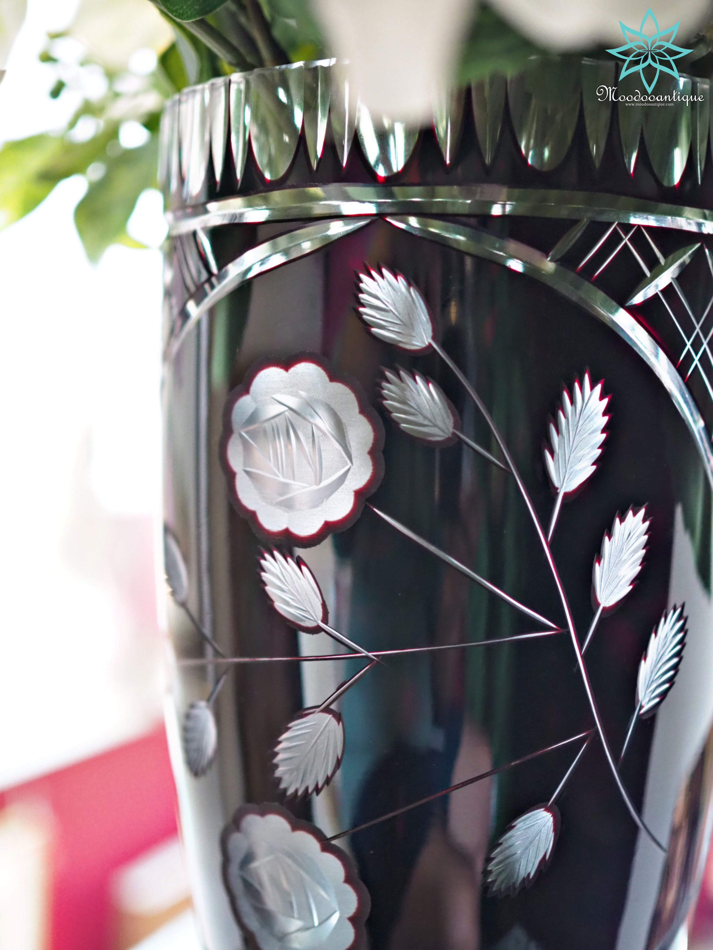 Black Bohemian handcut vase