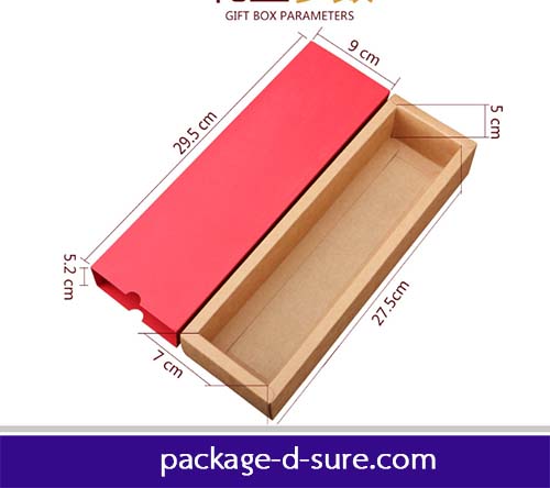 กล่องคราฟทรงยาว ไซส์ใหญ่ แบบสวมน้ำตาลเข้ม 29.5x9+5.2