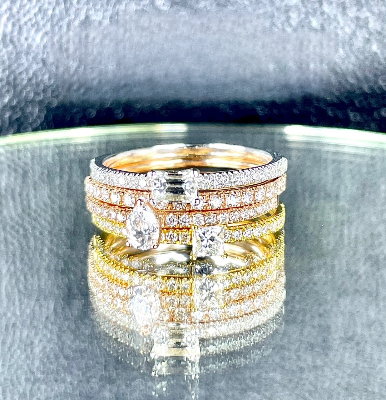 แหวนเพชรแถวเรียงน้ำหนักรวม 0.92 cts SET 4 วง