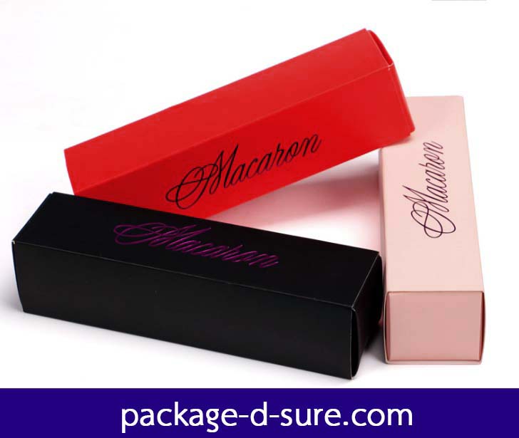 โปรโมชั่น//กล่องมาการอง 6 ชิ้น 5.4x20.5x5.3 สีแดงสด ลายเซ็นต์ macaron