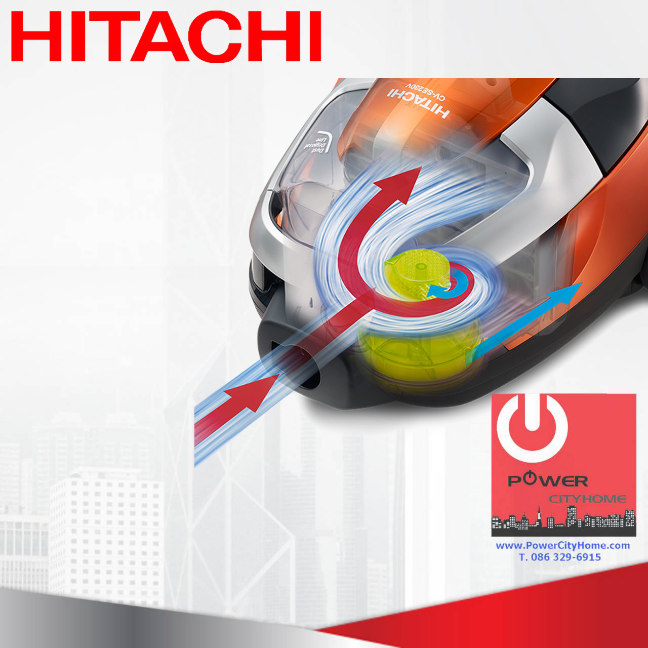 เครื่องดูดฝุ่นแบบกล่อง ไซโคลน (2 ลิตร) ฮิตาชิ 2,300 วัตต์ รุ่น CV-SE230V