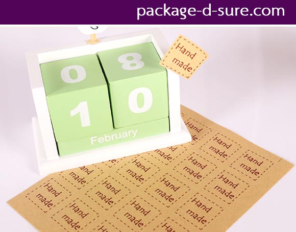 สติกเกอร์ กระดาษคราฟ ลาย Hand made แพ็ค 5 แผ่น 120 ดวง